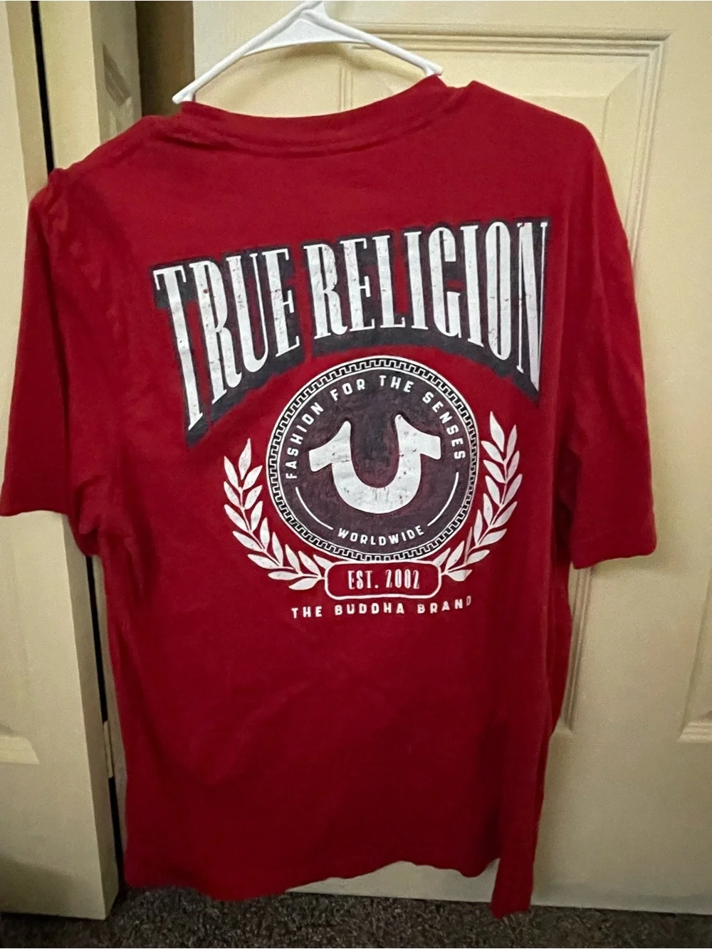True Religion Red Short-Sleeve Logo Back Graphic Tee